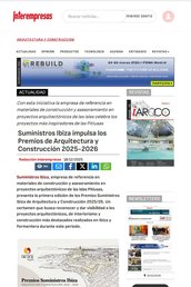 Interempresas: Suministros Ibiza impulsa los Premios de Arquitectura y Construcción 2025-2026